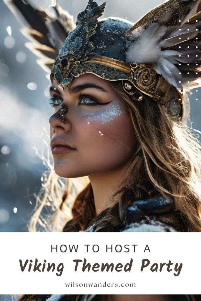 Viking themed party ideas norse gods fur helmets horn animal skins swords mead horn cup shields feast grog axe throwing mythology bonfire motifs warriors skal games