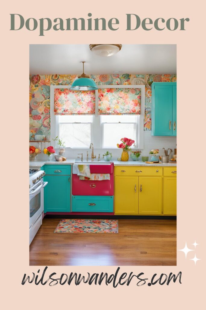 joy bathroom living dinning bedroom bold eclectic colorful bright happy playful patterns vibrant hues whimsical design vintage quirky collectibles rugs fairy magic retro aesthetic nancy meyers 