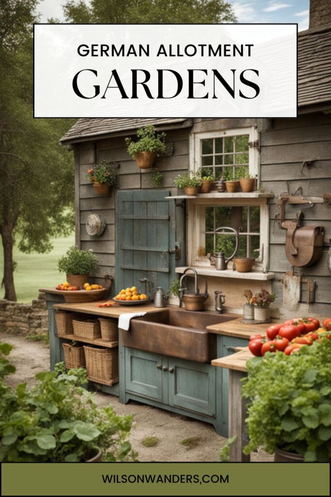 german garden huts vegetables fruit weeds 